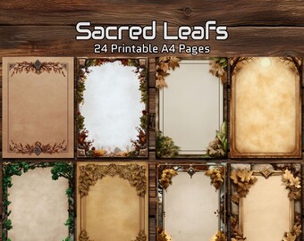 Sacred Leafs Printable | A4 Digital Download | Nature Fantasy Leaves Backgrounds | Instant Digital Prints