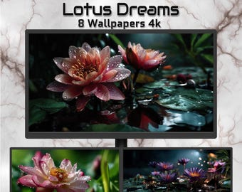 Lotus Dreams – 8 Aesthetic Lotus Flower Wallpapers 4K | Digital Nature Backgrounds for Desktop & Laptop