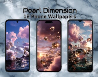 Pearl Dimension Phone Wallpapers – 12 Minimalist Abstract Backgrounds, Pastel Digital Art, Aesthetic iPhone & Android Wallpaper Pack