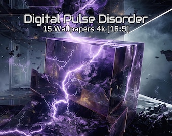 Abstract 4K Wallpapers - 15 Digital Energy Art Backgrounds – Fractured Glass & Lightning Style – Sci-Fi Tech VJ Visuals – 16:9 JPG