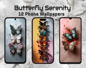 Butterfly Aesthetic Phone Wallpapers – Dark Floral Butterfly Backgrounds | Moody Botanical iPhone Wallpaper 1440x3120