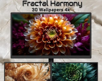 Fractal Harmony – 30 kwiatowych tapet fraktalnych w rozdzielczości 4K | Cyfrowe tła inspirowane naturą na pulpit
