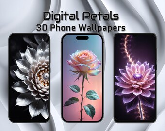 Cyfrowe Płatki – 30 Eleganckich Kwiatowych Tapet na Telefon | Estetyczne Tła Kwiatowe 9:20 | Pastelowe | Pakiet HD Mobilnej Sztuki