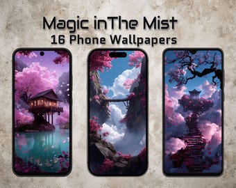 Fantasy Sakura Mist Phone Wallpapers – Dreamy Asian Landscape Aesthetic (16 JPG, 1440x3120) - Dreamy, peaceful, magical, pastel tones