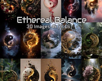 Ethereal Balance – 30 tapet YinYang | Pakiet grafiki Zen 4K [9:16]