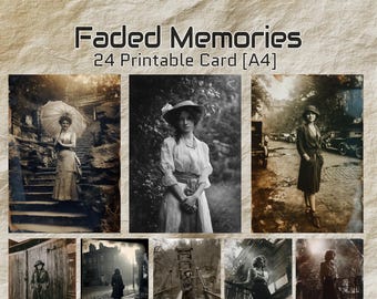 Wyblakłe wspomnienia – 24 portrety do druku w stylu vintage (A4 JPG)