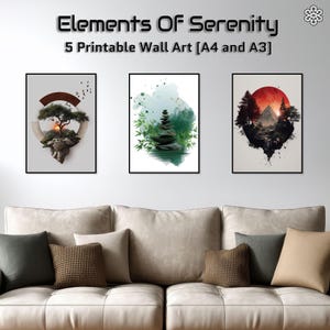 Designs de Arte de Parede para Imprimir | Elementos de Serenidade – Estética Zen da Natureza | Arquivos A4 e A3 de Alta Resolução
