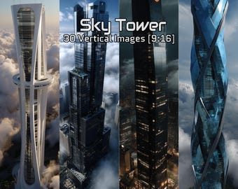 Futuristic Skyscraper Backgrounds 9:16 | Vertical Digital Art | Phone Aesthetic Sci-Fi Architecture Pack