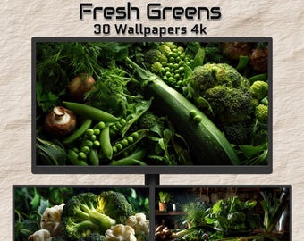 Fresh Greens – 30 Ultra Realistic Vegetable Wallpapers | 4K Nature Desktop Backgrounds | Organic Still Life Photography | Green Aesthetic