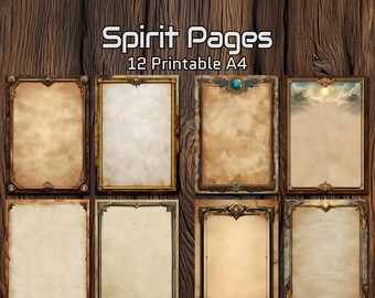 Strony ze świata duchów – 12 do druku w formacie A4 | Tła do dzienników i albumów fantasy