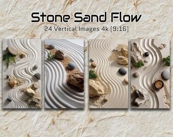 Stone Sand Flow | Zen Minimalist Vertical Image | Neutral Aesthetic Digital Backgrounds 9:16 | Calm, Textured & Modern Art
