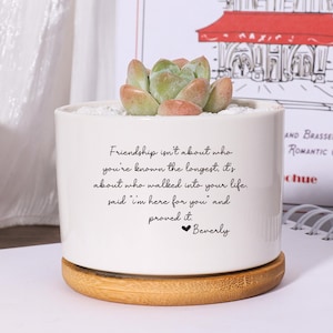 Presente personalizado para melhor amiga, vasos de flores personalizados | Presente de aniversário, presente de agradecimento | Presentes para melhores amigas, vasos de flores com nome