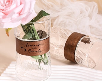 Personalised Engraved Flower Vase | Custom Engraved Memorial Wedding Idea | Flower Vase Bridesmaid Gifts | Wood Glasses Vases For Flowers