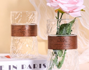 Personalised Engraved Vase | Custom Engraved Memorial Wedding Gifts | Flower Vase Bridesmaid Proposal | Wood Vases For Flowers Glasses Vase