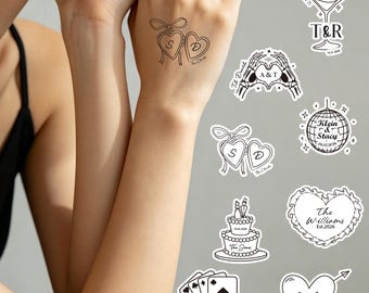 Tillfälliga tatueringar för bröllop, fantasifulla brudgumsdesigner, festgåvor