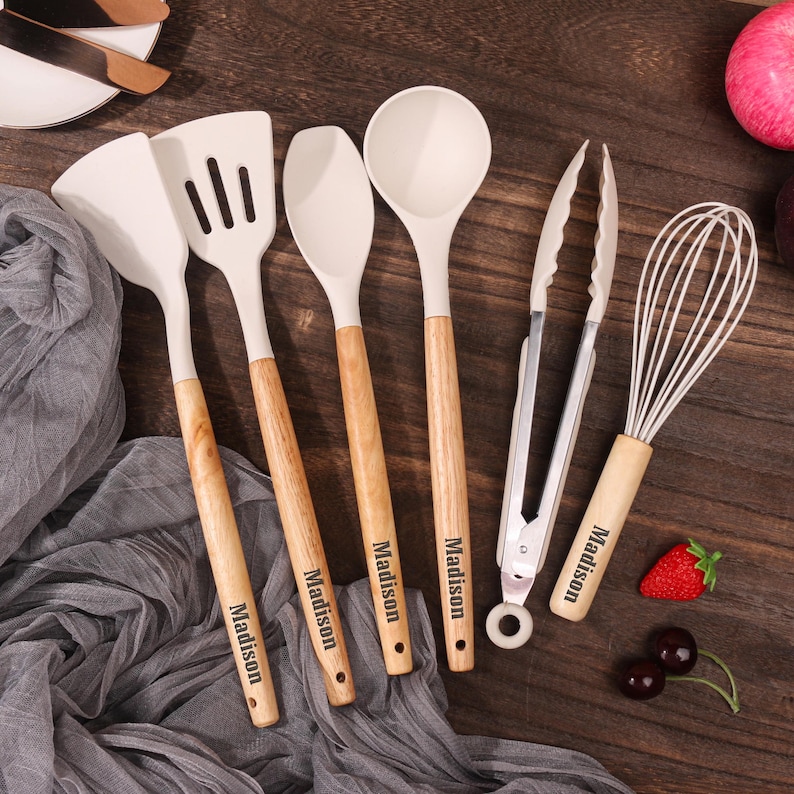 Personliga köksredskap, inflyttningspresent, bröllopspresenter till par, den perfekta presenten till kockar, presentset för bakning och köksredskap Set of 6
