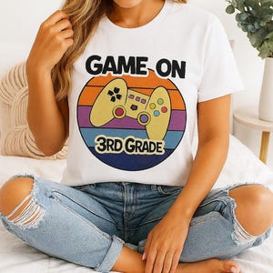Game On 3rd Grade Shirt Gamer Back to School Shirt Video Game Tee for Boys Girls Level Up School Shirt Teacher Gift