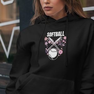 Softball Hoodie  Floral Hoodie Softball Player Coach Gift Sports Fan Softball Sweater Softball Team Spirit Gift Softball team Hoodie