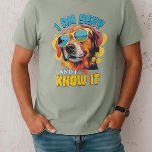 Funny Dog Shirt – I Am Sexy and I Know It T-Shirt, Golden Retriever Sunglasses Graphic Tee, Cute Dog Lover Gift, Retro Pet Owner Shirt
