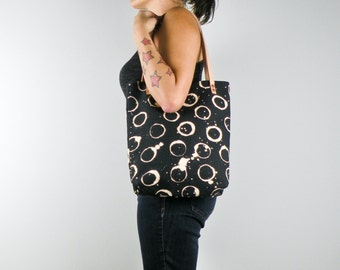 Black Canvas Tote Bag with Eclipse Design