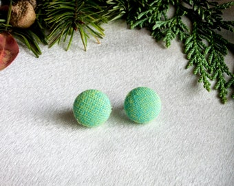 Lime Green Covered Button Earring