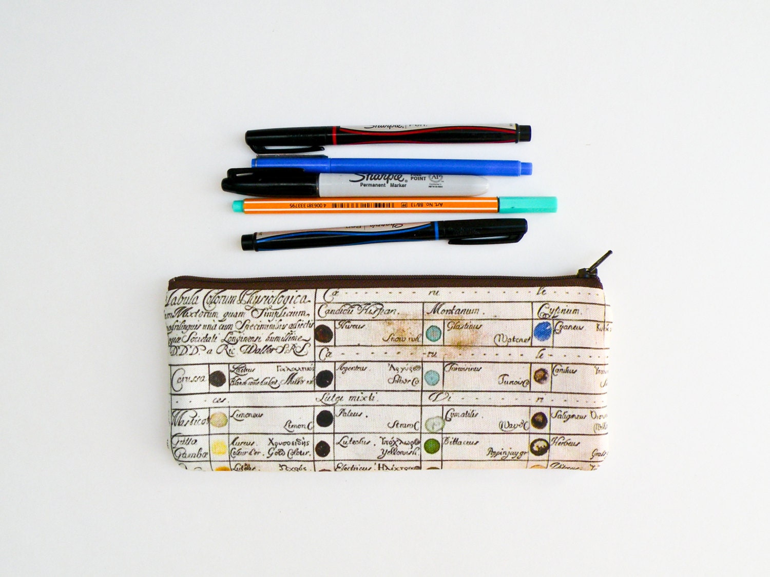 Vintage Color Chart Pencil Case - Paint Palate - Color Guide Fabric