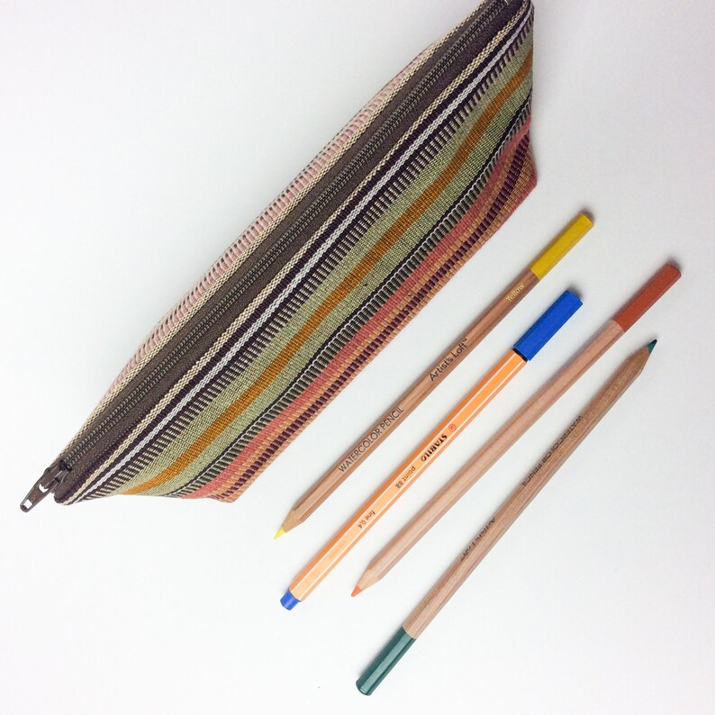 Pencil Case Zipper Pouch Guatemalan Bag Ikat Desert Sunset Southwestern Makeup Bag Woven Fabric