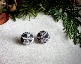 Little Button Earrings Black and White