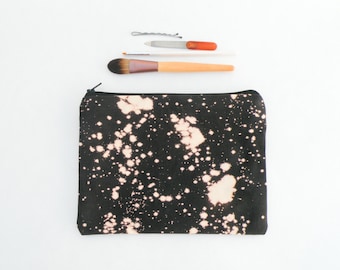 Bleach Dye Black Canvas Makeup Bag