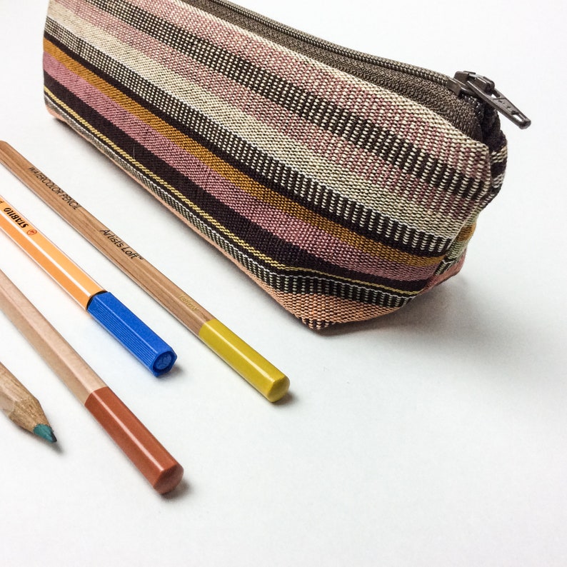 Pencil Case Zipper Pouch Guatemalan Bag Ikat Desert Sunset Southwestern Makeup Bag Woven Fabric