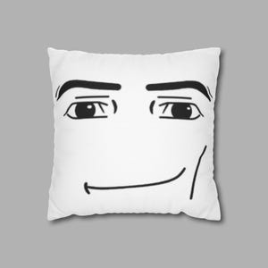 Roblox Face Meme Throw Pillow | Funny Smug Look Cushion | Joke Pillow | Funny Pillow | Gift Pillow | Meme Pillow | Minimalist Meme Pillow