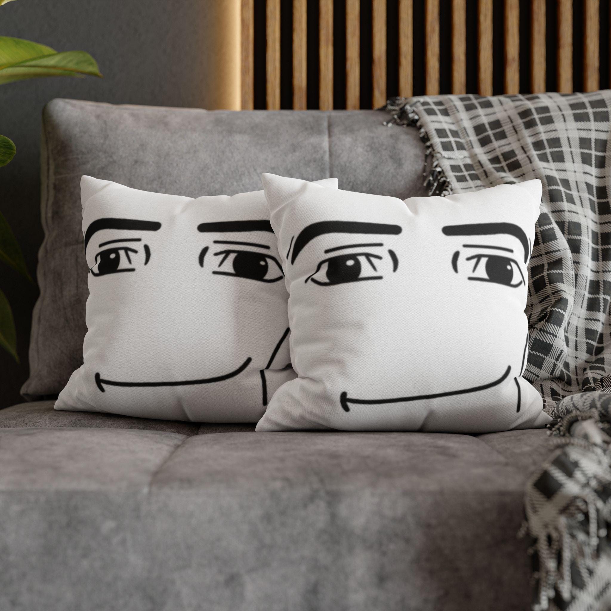 Roblox Face Meme Throw Pillow Funny Smug Look Cushion Joke