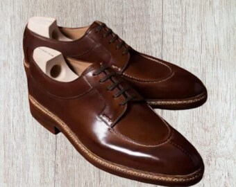 Mens Handmade Shoes Brown Leather Goodyear Welted Formal Dress Casual Wear Boots