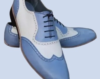 ハンドメイドのツートンオックスフォードシューズ：メンズドレスシューズ