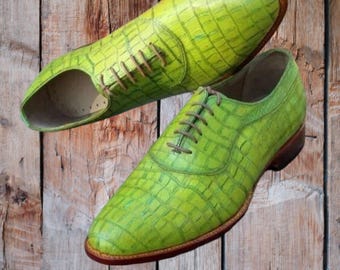 Handmade Leather Oxford Shoes: Aqua Green Mens Dress Shoes - Etsy