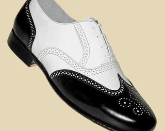 Nowe, szyte na miarę, ręcznie robione, eleganckie, skórzane, męskie buty wizytowe Wing Tip