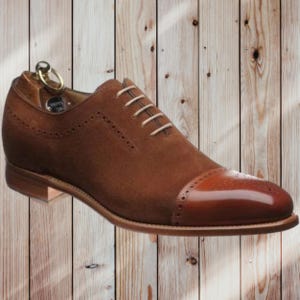 New Handmade Men&#39;s Cap Toe Leather/Suede Oxford Dress Shoes