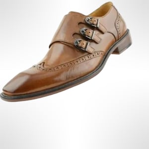 Handmade Men's Double Monk Strap Wing Tip Slip On Loafers Dress Shoe