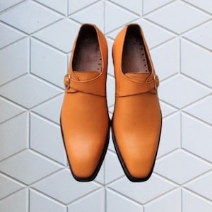 Handmade men shoes, men leather formal dress shoes with strap