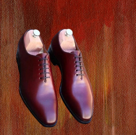 Handmade Maroon Leather Oxford Dress Shoes - Goodyear Welt 