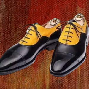 black and yellow dress shoes Tailor Made Pure & Leather Oxford Wingtip Lace up Dress,formal Men Fit Available in all