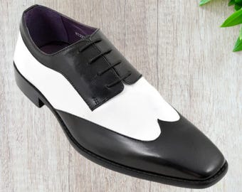 Męskie ręcznie robione buty Spectator Czarno-biały styl Formalna sukienka Codzienne buty