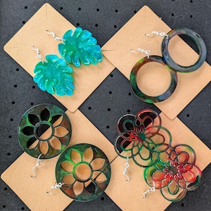 Resin Earrings - Long Earrings - Handmade - Artisan Earrings - Dangling Earrings - Epoxy Earrings - Perfect Gift