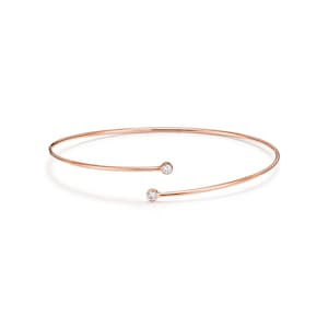 18K Rose Gold Lab Grown Diamond Bangle Bracelet - Bezel Set Cuff
