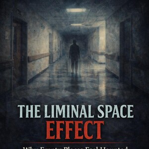 May include: Book cover with the title "Black Magic Effect Vol.6" above a shadowy hallway with a figure at the end. The title "The Liminal Space Effect" is in red, with the tagline "Why Empty Places Feel Haunted."
