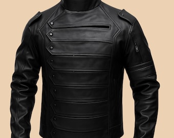 Handmade Captain America Leather Jacket,Vest for Men and Women,Detachable Sleeves Jacket, Cosplay Costume,Costume with Detachable Sleeves