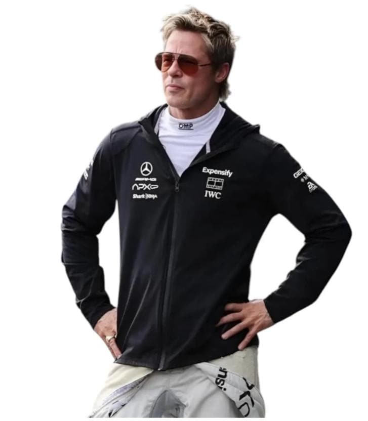 APXGP F1 レーシングジャケット 黒 ブラックカラー ブラッド・ピット ブラック F1 APXGP レーシング ジップアップ