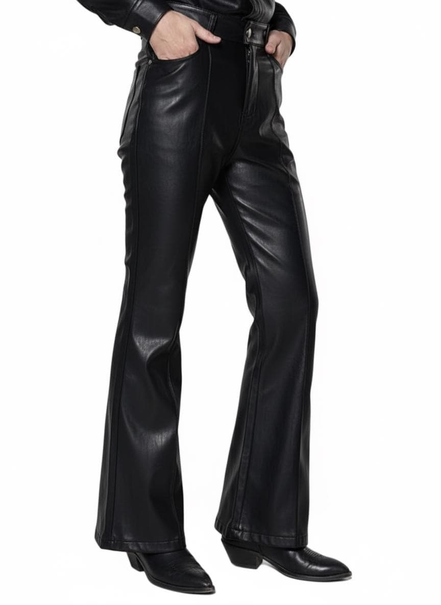 1vfudie leather flare pants handmade 1vfudie 1/1 custom upcycled