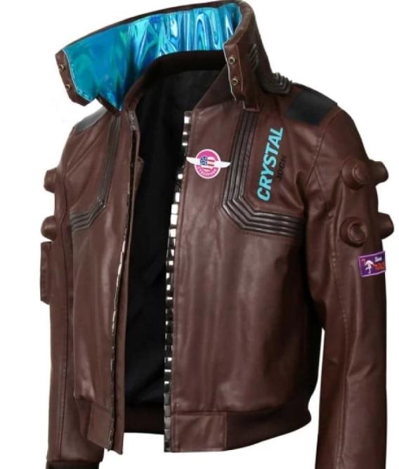 Cyberpunk V Jacket Samurai Brown Leather Bomber | Men's Gaming