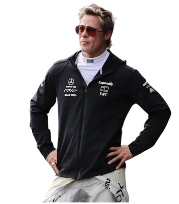 Brad Pitt Black F1 APXGP Racing Zip-up Hoodie, Mercedes AMG